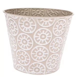 Osłonka metalowa na doniczkę Farisa beżowy, 16 x 13,5 cm - Donice - miniaturka - grafika 1