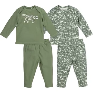 Meyco Baby Cheetah, 2-pak Piżama dla niemowląt (piżama wykonana w 100% z bawełny, miękka, oddychająca, przyjazna dla skóry, spodnie z gumką w pasie, można łączyć ze sobą, rozmiar: 62/68), Forest green - Śpiochy dla niemowląt - miniaturka - grafika 1