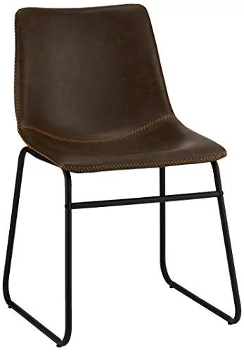 Furnhouse Indiana, brązowe siedzisko PU, czarne nogi ze stali malowanej proszkowo, dł. 46 x szer. 54 x wys. 78 cm zestaw krzeseł do jadalni 2, sklejka, pianka, 46 x 54 x 78