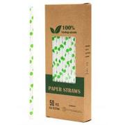 Słomki do napojów - Biodegradowalni Naturalne papierowe słomki do napojów Zielone jabłko 19,7 x 0,6 cm 50 szt. - miniaturka - grafika 1