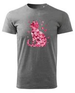 Koszulki i topy damskie - Koszulka na Walentynki Miłość do Kotów Ciemnoszary XL - miniaturka - grafika 1