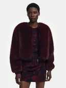 Płaszcze damskie - Desigual Futro Raspberry 25WWEW67 Bordowy Relaxed Fit - miniaturka - grafika 1