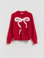 Swetry dla dziewczynek - Reserved - Sweter z kokardką - czerwony - miniaturka - grafika 1