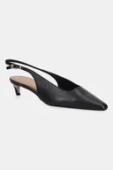 Czółenka - Tommy Hilfiger szpilki skórzane SQUARED TOE KITTEN SLINGBACK kolor czarny FW0FW08711 - miniaturka - grafika 1
