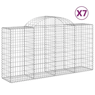 vidaXL Kosze gabionowe, 7 szt, 200x50x100/120 cm, galwanizowane żelazo - Ogrodzenia - miniaturka - grafika 3
