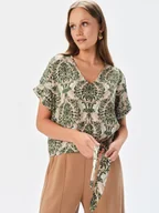 Bluzki damskie - Bluzka z krótkim rękawem w orientalny wzór - miniaturka - grafika 1