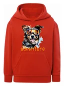 Bluzy dla chłopców - Chłopięca bluza z kapturem nadruk psa w goglach czerwona Tup Tup - miniaturka - grafika 1