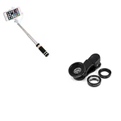 Selfie stick - Foto-Pack do smartfona Alcatel 1 x 2019 (Mini Selfie Stick + obiektyw 3 w 1, Android, przycisk iOS - miniaturka - grafika 1