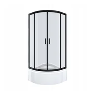 Kabiny prysznicowe - Kabina prysznicowa NAMELESS Durasan 90x90 czarny mat półokrągła z brodzikiem 1szt. - miniaturka - grafika 1