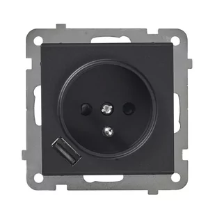 Ospel Sonata czarny gniazdo z uziemieniem + USB GP-1RZPUSB/m/33 GP-1RZPUSB/m/33 - Gniazdka elektryczne - miniaturka - grafika 1