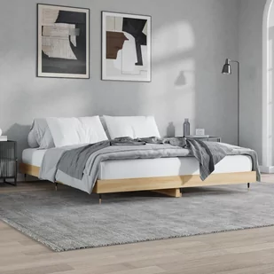 Rama łóżka, dąb sonoma, 160x200 cm, materiał drewnopochodny Lumarko! - Łóżka - miniaturka - grafika 1