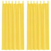 Zasłony - vidaXL Zasłony woalowe z kieszeniami na drążek 2 szt. żółte - miniaturka - grafika 1