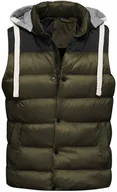 Kamizelki męskie - Bezrękawnik męski zielony z szarym kapturem Recea - miniaturka - grafika 1