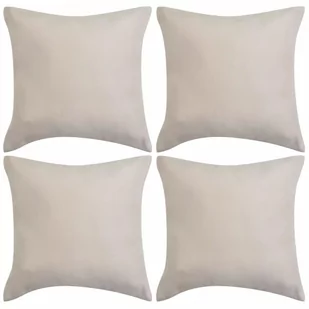 vidaXL Poszewki na poduszki 40x40 cm zamszowe 4 szt. beżowe 131928 - Poszewki na poduszki - miniaturka - grafika 1