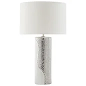 Lampy stojące - Beliani Lampa stołowa Lampka nocna porcelanowa biało-srebrna AIKEN - miniaturka - grafika 1
