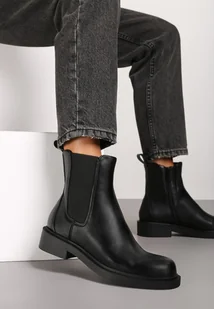 Czarne Eleganckie Botki Sztyblety na Płaskiej Podeszwie Tatinia - Botki damskie - miniaturka - grafika 1