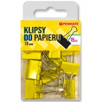 Klipsy do papieru Penmate Żółte 19 mm TT8322 - Pinezki - miniaturka - grafika 1