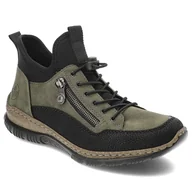 Botki damskie - Zielone Botki Rieker Wsuwane Obuwie Damskie Antistress - miniaturka - grafika 1