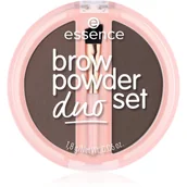 Zestawy kosmetyków damskich - Essence Brow Powder Duo Set zestaw pudrowych cieni do stylizacji brwi z pędzelkiem 03 Dark 1,8g - miniaturka - grafika 1