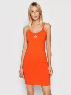 Sukienki - Alpha Industries Sukienka letnia Basic 116078 Pomarańczowy Slim Fit - grafika 1