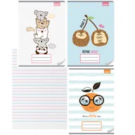 Zeszyty szkolne - 3X Zeszyt A4 Kolorowa 3-Linia, 32 Kartki, Dziewczęce Wzory: Koale, Jeżyki, Owoce - miniaturka - grafika 1