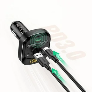 UGREEN Transmiter FM Bluetooth 5.0 ładowarka samochodowa MP3 3x USB TF micro SD 4,8 A czarny (ED040 70717) - Transmitery FM - miniaturka - grafika 8