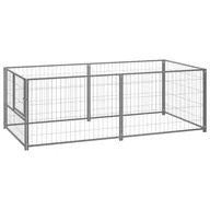 Budy dla psów - shumee Kojec dla psa srebrny 200x100x70 cm stalowy - miniaturka - grafika 1