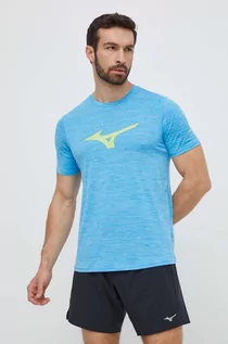 Koszulki męskie - Mizuno t-shirt do biegania Core kolor niebieski z nadrukiem J2GAB009 - grafika 1