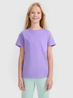 Koszulki dla dziewczynek - 4F T-shirt regular z nadrukiem dziewczęcy - fioletowy 134 (8-9 lat) - miniaturka - grafika 1