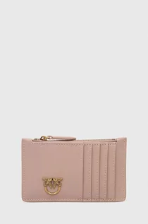 Portfele - Pinko portfel skórzany kolor różowy - grafika 1