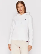 Bluzy damskie - Tommy Jeans Bluza Fleece Hoodie DW0DW09228 Biały Regular Fit - miniaturka - grafika 1