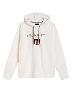 Bluzy damskie - GANT Damska bluza z kapturem Shield Sweat Hoodie, Eggshell, M - grafika 1