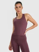 Koszulki i topy damskie - 4F Top treningowy szybkoschnący damski - brązowy L - miniaturka - grafika 1