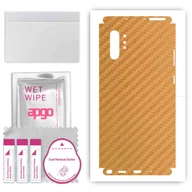 Szkła hartowane na telefon - Folia naklejka skórka strukturalna na TYŁ+BOKI do Samsung Galaxy Note 10+ -  Carbon Złoty - apgo SKINS - miniaturka - grafika 1