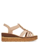 Sandały damskie - Rieker Sandały 63778-31 Beżowy - miniaturka - grafika 1