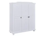 Szafy - Inter Link Szafa w stylu wiejskim, z lakierowanego drewna litego. (3-drzwiowa, Biały) - miniaturka - grafika 1