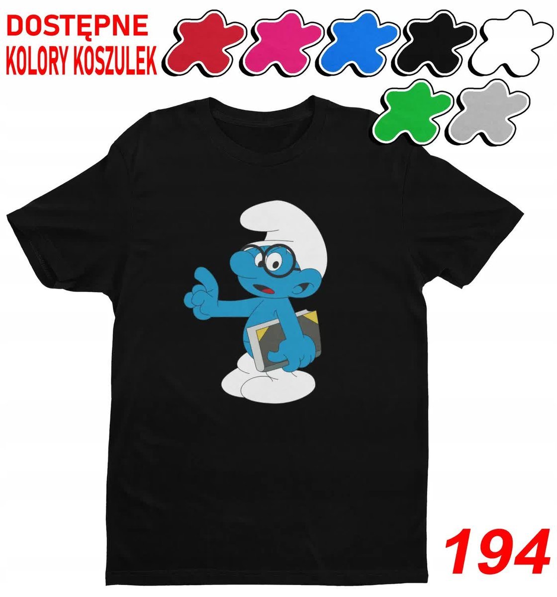 Dziecięca Koszulka T-Shirt Z Nadrukiem Duży Wybór Smerf Ważniak -L 146-152