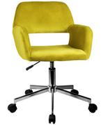 Fotele i krzesła biurowe - Żółty welurowy fotel na kółkach - Frokter - miniaturka - grafika 1