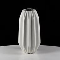 Wazony i flakony - Biały Dekoracyjny Wazon Ceramiczny Ozdobny Karbowany Milano - 29cm - miniaturka - grafika 1