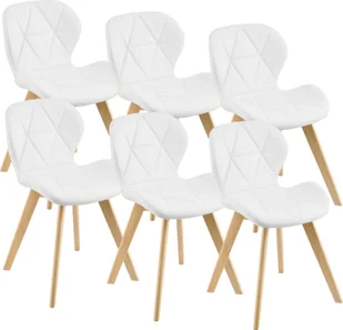 Krzesło do jadalni Älmhult zestaw 6 krzeseł 81x57 cm sztuczna skóra bukowa Krzesło do salonu Krzesło kuchenne Biały - Krzesła - miniaturka - grafika 1