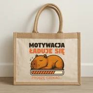 Torby i wózki na zakupy - Motywacja ładuje się - proszę czekać - kapibara - Torba z juty na prezent - miniaturka - grafika 1