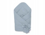 Rożki i beciki - Dwustronny rożek dla niemowląt miękki bawełniany z wiązaniem - brudny niebi - miniaturka - grafika 1