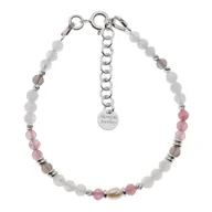 Bransoletki - Bransoletka mix - Rubelit, Kamień Księżycowy, Perła i srebro - miniaturka - grafika 1