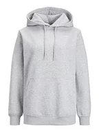 Bluzy damskie - JACK&JONES damska bluza JXABBIE RLX LS Every Hood SWT NOOS, jasnoszary melanż/nadruk: białe logo JJXX, XL, Light Grey Melange/Print:white Jjxx Logo, XL - miniaturka - grafika 1