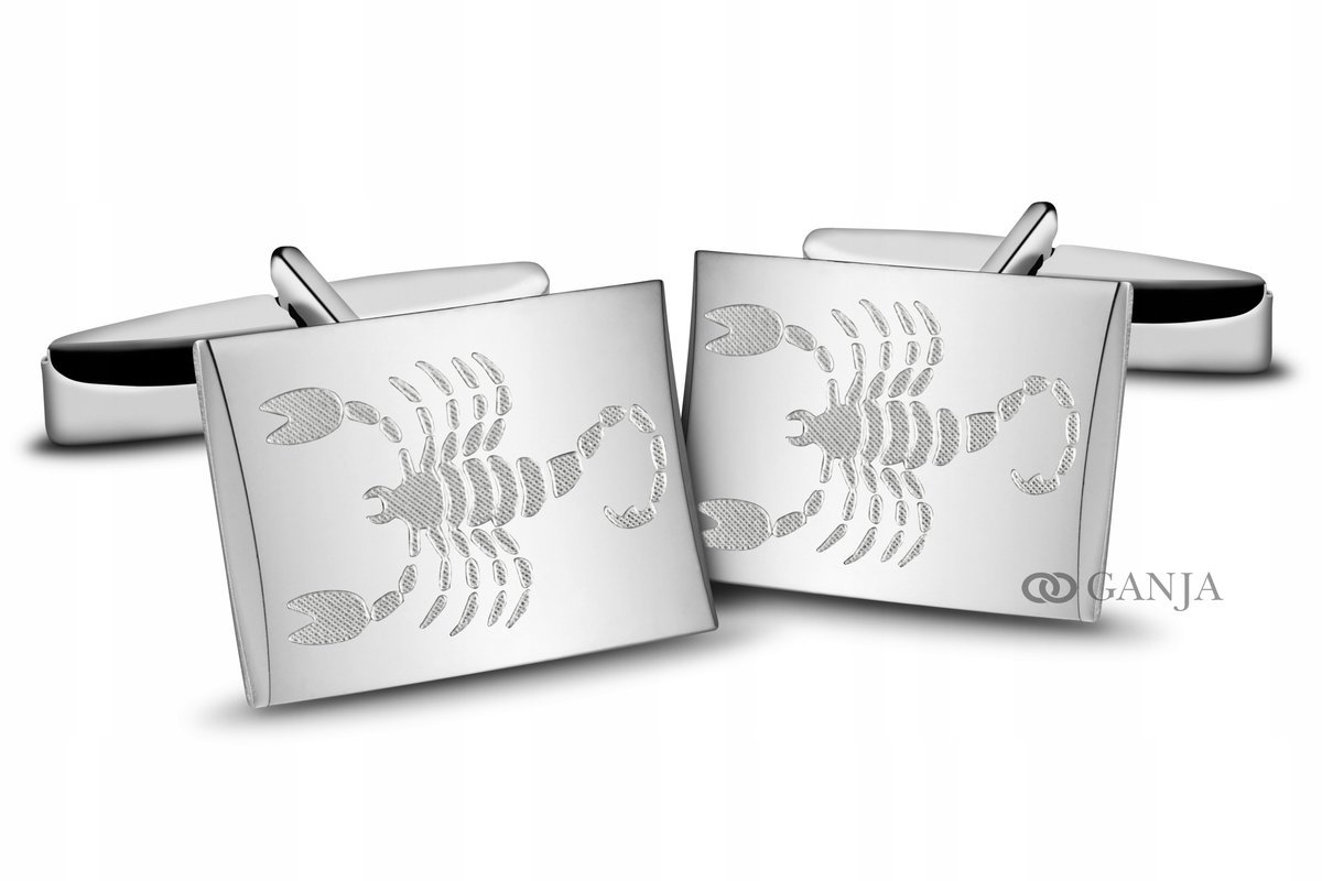 Spinki srebrne do mankietów 925 rodowane SKORPION