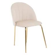 Krzesła - Krzesło tapicerowane DC-2139 beżowy welur noga złota - miniaturka - grafika 1