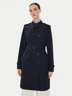 Płaszcze damskie - Tommy Hilfiger Trencz WW0WW42133 Granatowy Slim Fit - miniaturka - grafika 1