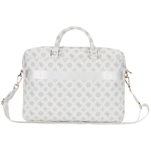 Torba GUESS 4G Peony Front Pocket Zipper Triangle Logo 16 cali Biały - Torby na laptopy - miniaturka - grafika 1