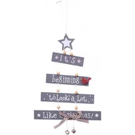 Ozdoby bożonarodzeniowe - Ozdoba Świąteczna Drewniana Choinka Szara Ksn67 - miniaturka - grafika 1