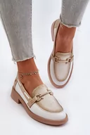 Mokasyny damskie - Skórzane Mokasyny Półbuty Damskie Maciejka 06493-11 Biało-Beżowe-38 - miniaturka - grafika 1